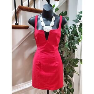 By The Way Womens Red Solid Cotton Notch Neck Sleeveless Knee Length Dress Small